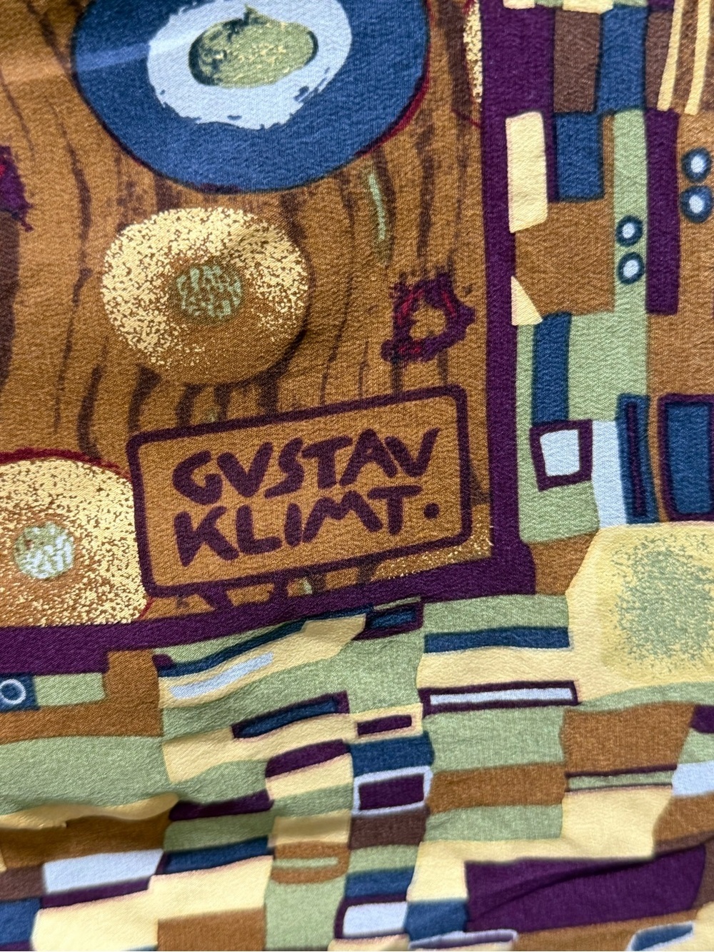 Gustav Klimt Multi Circle Patterned Women's Designer Art Vintage Scarf - Picture 4 of 4